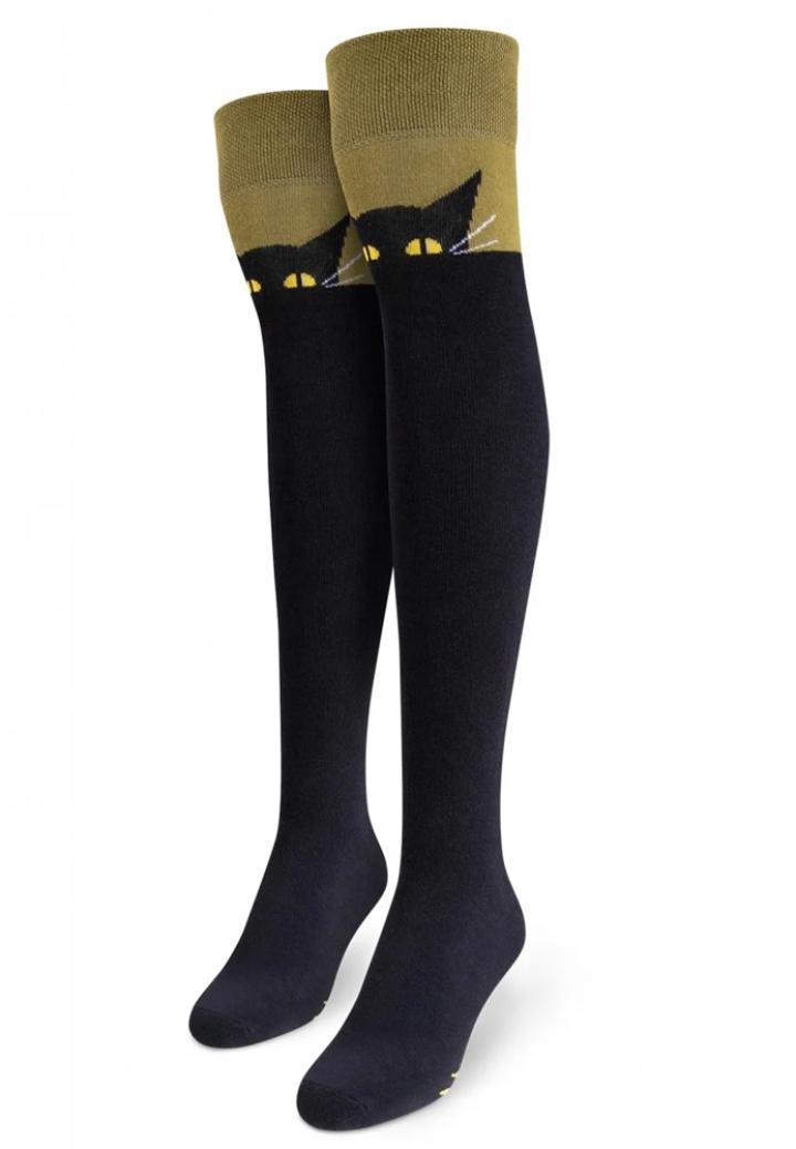 Șosete Vesele Peste Genunchi Pisică