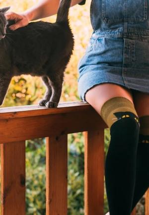 Șosete Vesele Peste Genunchi Pisică